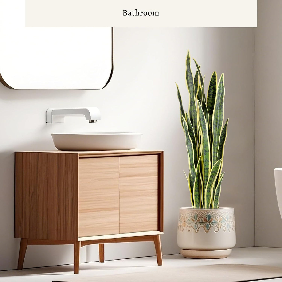 KOL 3ft Artificial Snake Plant, Fake Sansevieria Potted Floor Plants, 32 Lifelike Faux Leaves, Indoor Home Office Room Decoration, Mother-in-Law Tongue, 35in, Yellow