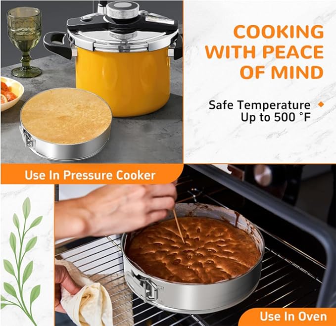 ZeroPone 10 Inch 304 Stainless Steel Springform Pan with Removable Bottom, Nonstick Round Spring Form Cheesecake Pan with 30 Pcs Parchment Paper Liners
