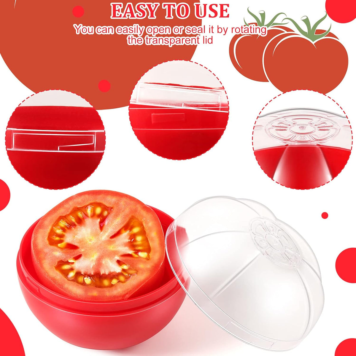 Vegetable and Fruit Storage Containers for Fridge, 3 Pieces BPA Free Reusable Food Saver - Tomato, Lemon, Onion Keeper Holder - Refrigerator Vegetable Crisper for Keeping Food Fresh Longer