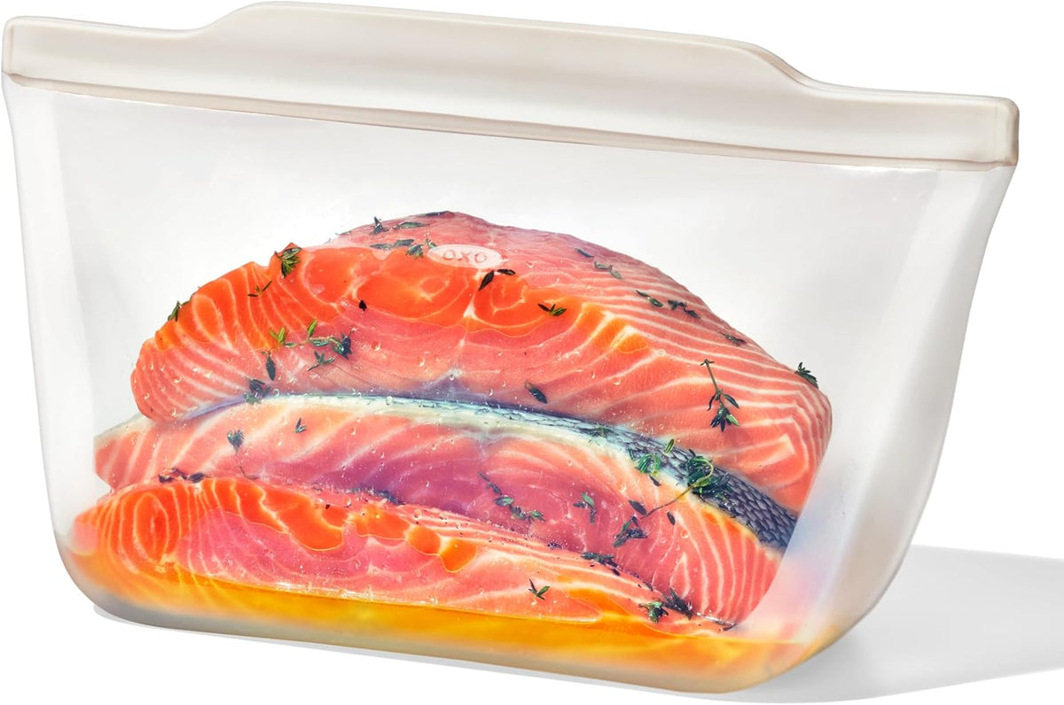 OXO Good Grips Silicone Reusable Bag – Stand-Up Half Gallon (64 oz) - Oat