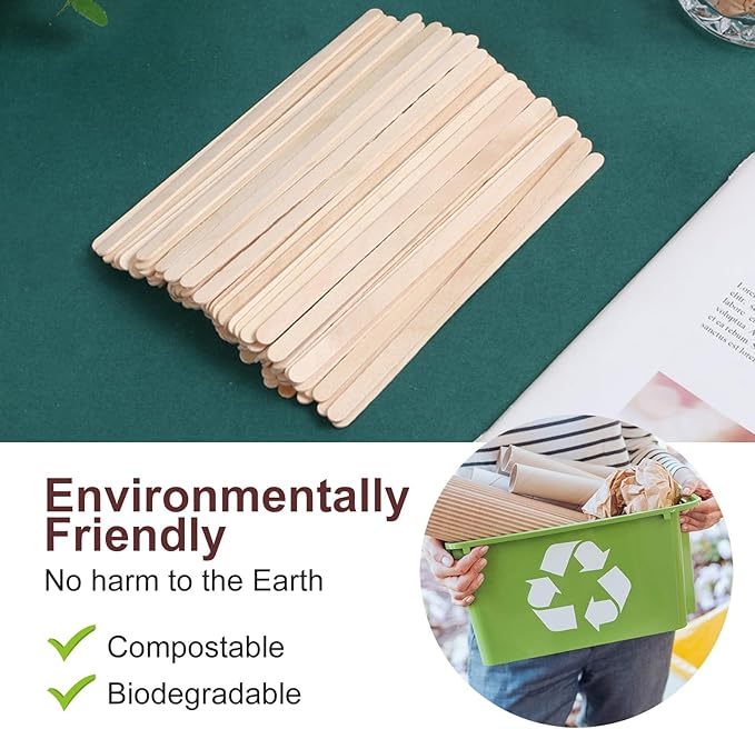 Wooden Coffee Stirrers 5.5" Coffee Stir Sticks 500 Pcs, Natural Birch Round End Thick Birch Wood Eco-Friendly Suitable for Coffee, Cocktail and Hot Drinks