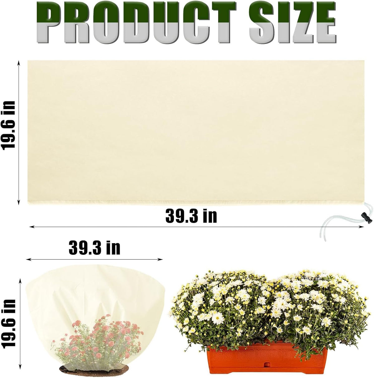 8 Pcs Plant Covers Frost Protection Bag 39.3" x 19.6" Winter Reusable Plants Jacket with Drawstring Shrub Protection Wraps Bags Frost Blanket for Winter Outdoor Garden Plants