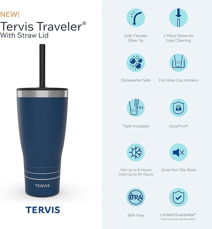 Tervis Traveler Tennessee Volunteers - Night Game Triple Walled Insulated Tumbler Travel Cup Keeps Drinks Cold & Hot, 30oz Straw Lid, Stainless Steel