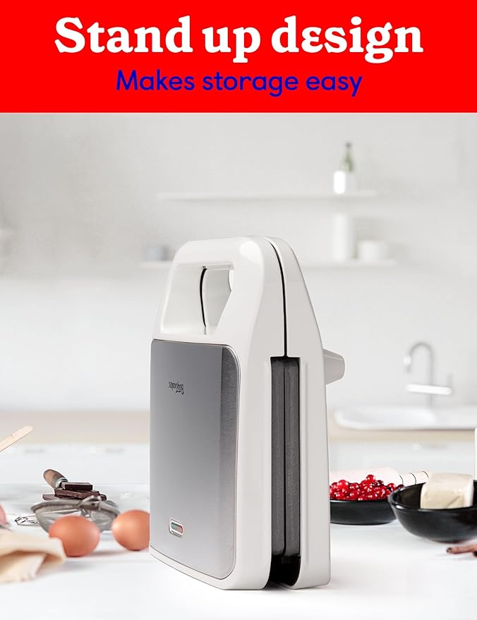 3-in-1 Indoor Grill, Sandwich/Panini Press & Waffle Maker Plus, White