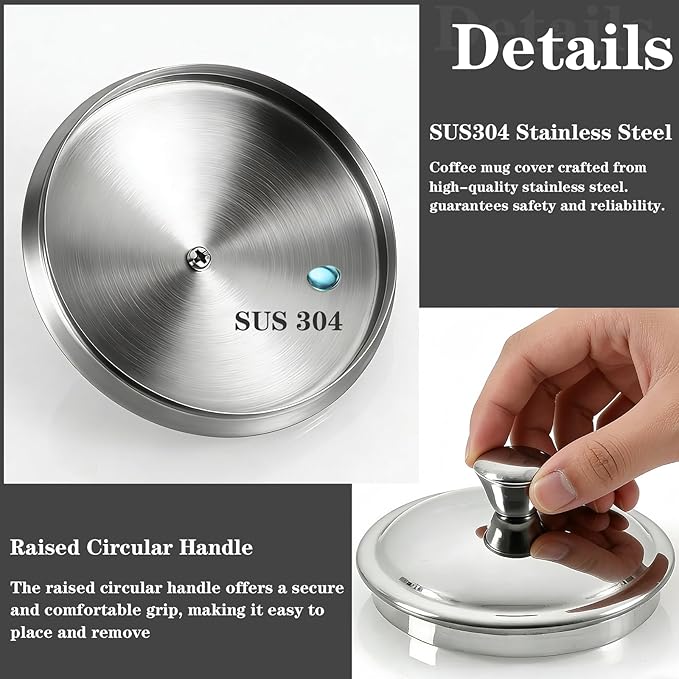 3.1Inch Universal Drink Covers, Stainless Steel Mug Cover, Glass Covers for Drinks, Cocktails, Coffee Mugs, Tea Cups, Beers