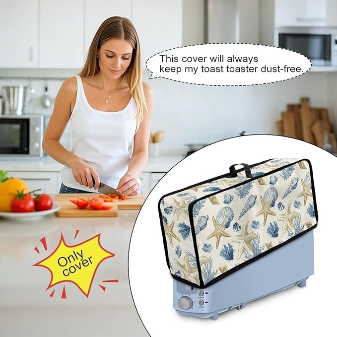 2 Slice Slim Toaster Cover Starfish Print Toaster Cover 2 Slice, Dustproof Fingerprint Protectors and Greasy Protection for Kitchen Small Appliances, Easy to Clean