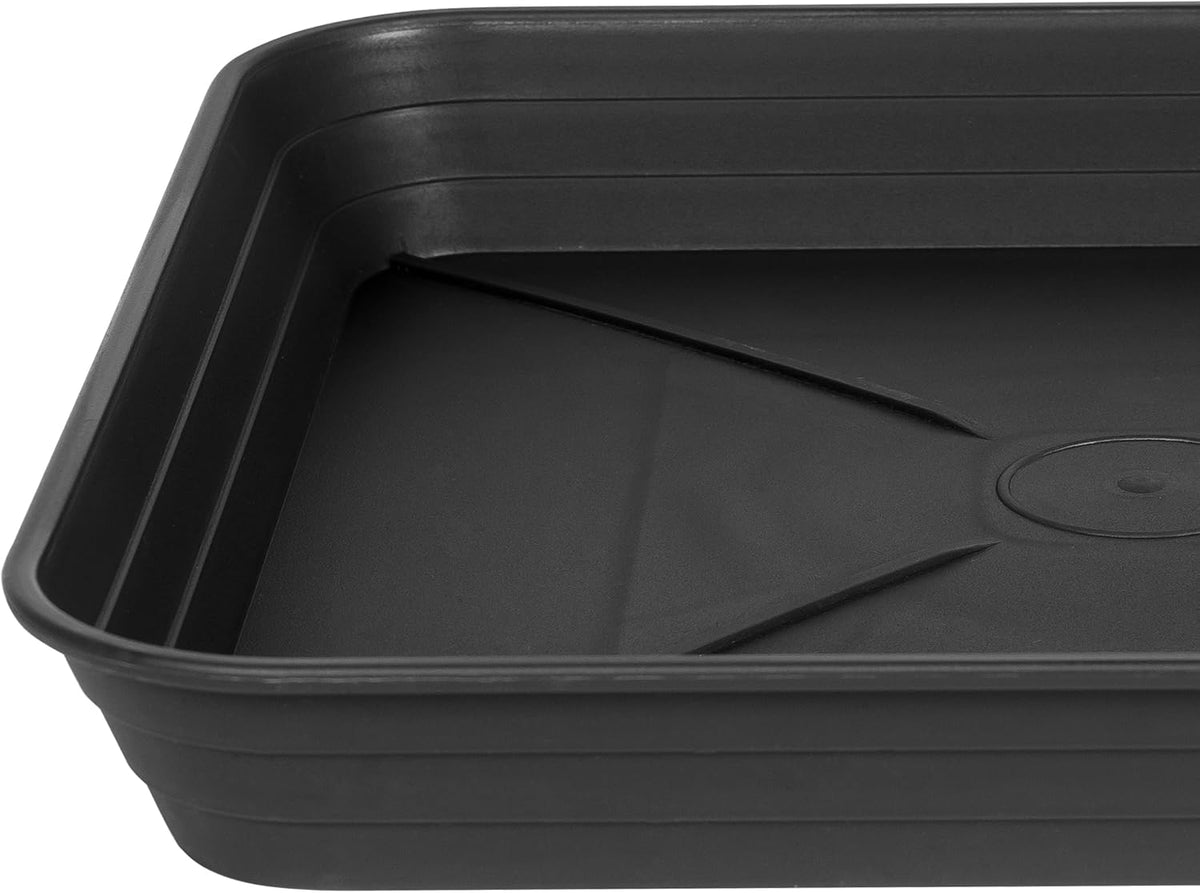 2 Pack Square Plant Saucer Tray 14 inch, Heavy Duty Plastic Plant Saucers for Indoors Outdoor, Flower Plant Drip Trays for Pots, Square Seed Starting Tray, Seedling Growing Trays