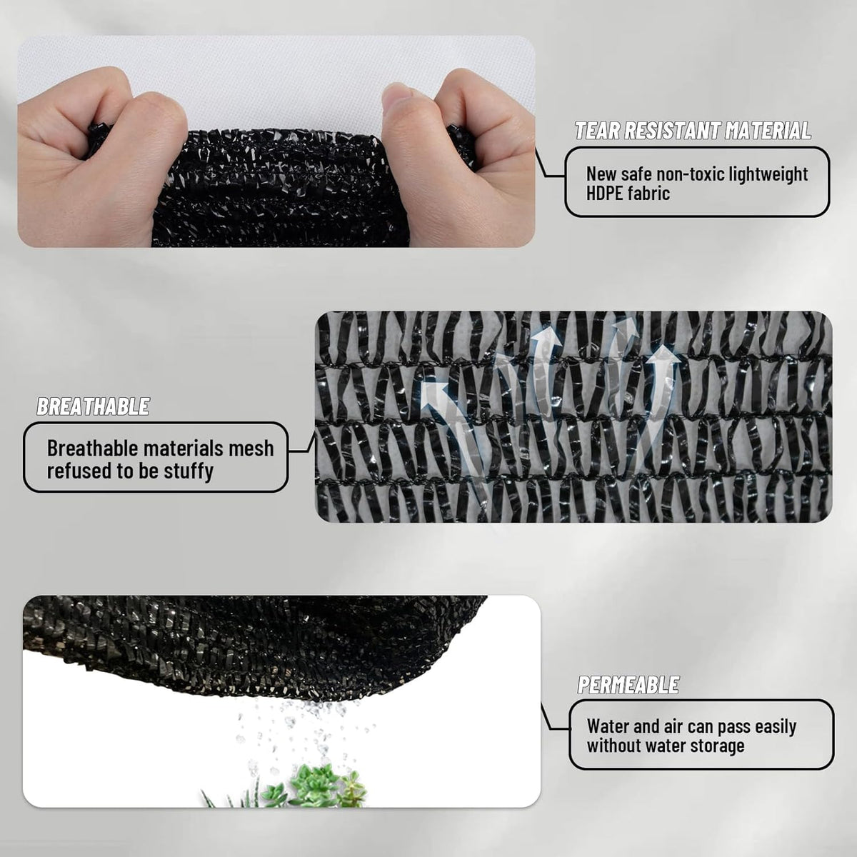 LOVE STORY 6.5x6.5FT 55% Black Shade Cloth Sun Shade Net with Grommets Sunblock Net Mesh Tarp for Garden,Plants Cover,Greenhouse and Patio
