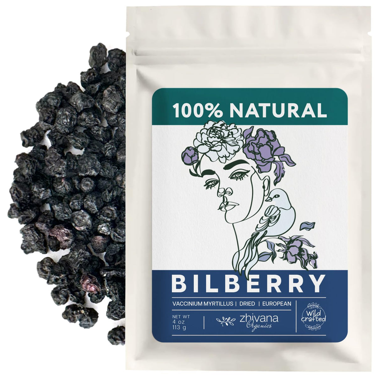 Wild Bilberry Dried Fruits (4 oz.) – Bilberry Tea - Superfood berries -Whortleberry (Vaccinium myrtillus) - Antioxidant, Immunity, Heart Health