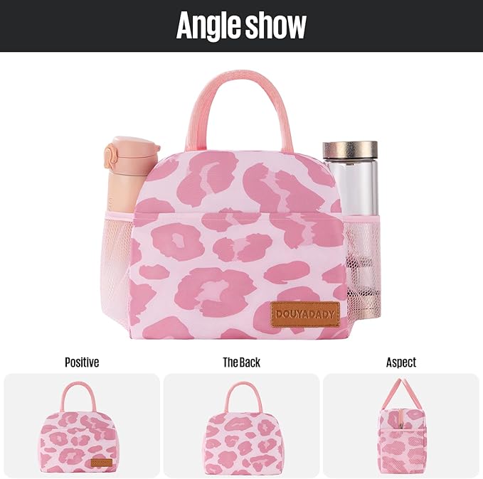 douyadady Lunch Bag Women/Men Lunch Box Women/Men (pink leopard)