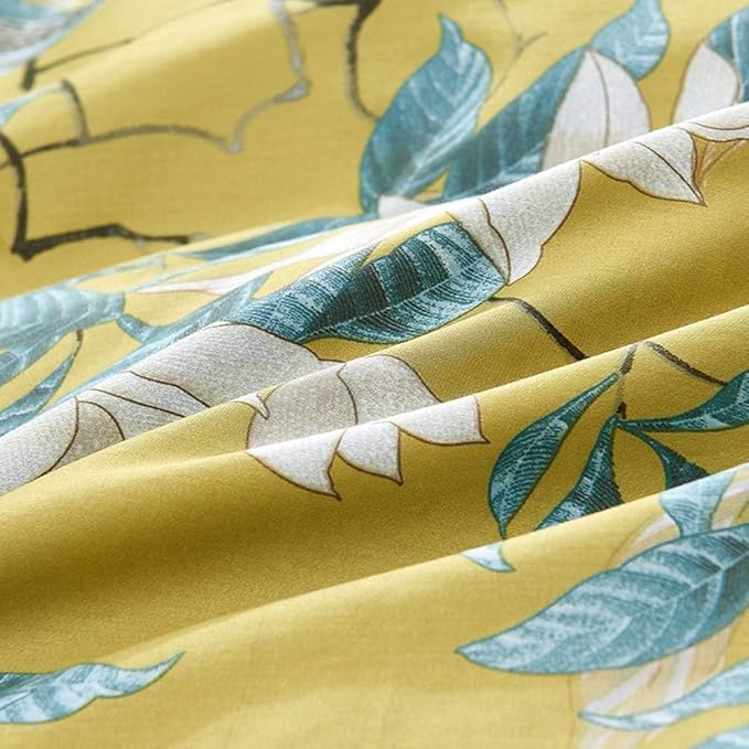 Vintage Style Flower Bird Comforter Set Queen Fluffy Soft Vibrant Color Floral Comforter Set Garden Style Bird Flower Botanical Comforter with 2 Pillowcases Queen Size Bed Comforter for All Seasons
