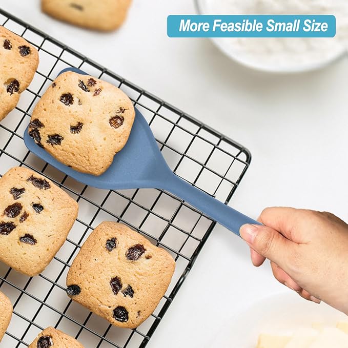 Silicone Spatula Turner Set, High Heat Resistant Spatulas with Seamless One Piece Design, Nonstick Rubber Flippers Utensils for Baking & Cooking,BPA-Free, Starry Blue,11IN