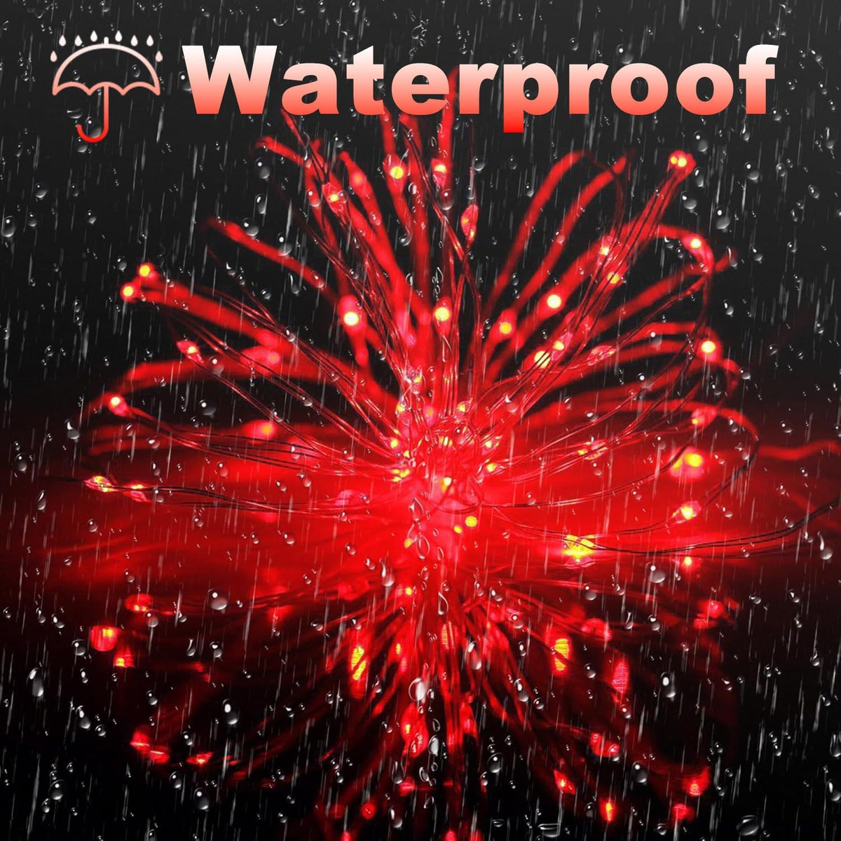 Lomotech Solar String Lights Outdoor - 2 Pack Total 66ft 200LED Solar Fairy Lights Waterproof 8 Modes Twinkle Lights for Outdoor, Patio, Garden, Yard, Party, Wedding, Tree Decoration (Red)