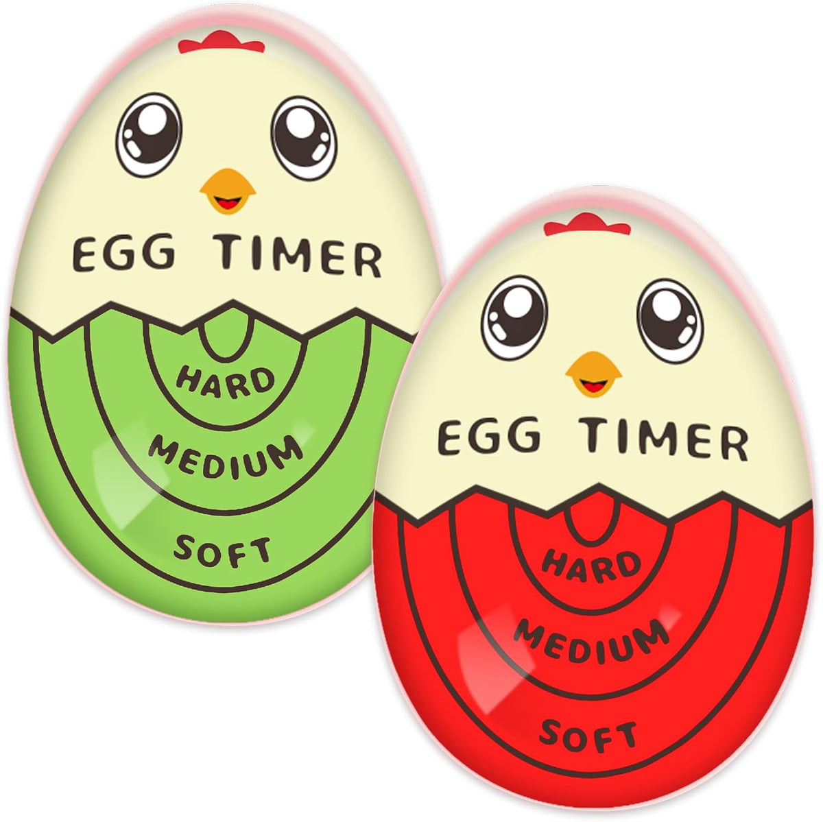 Lasubst Egg Timer That Goes in Water for Soft Medium Hard Boiled Eggs, 1 Red 1 Green