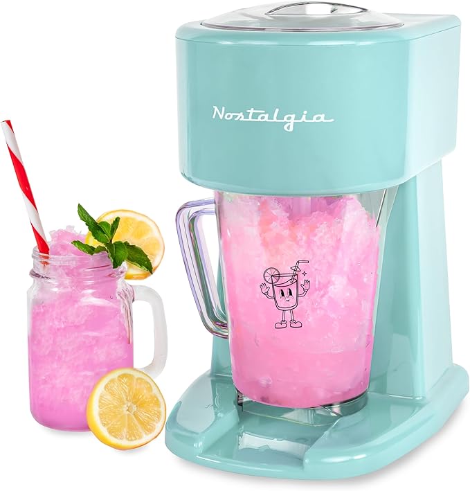 Nostalgia Retro 40-Ounce Frozen Beverage Station - Slushie Machine and Ice Shaver with Automatic Mixing for Soda, Cocktails and Margaritas - Easy & Safe Use - Aqua