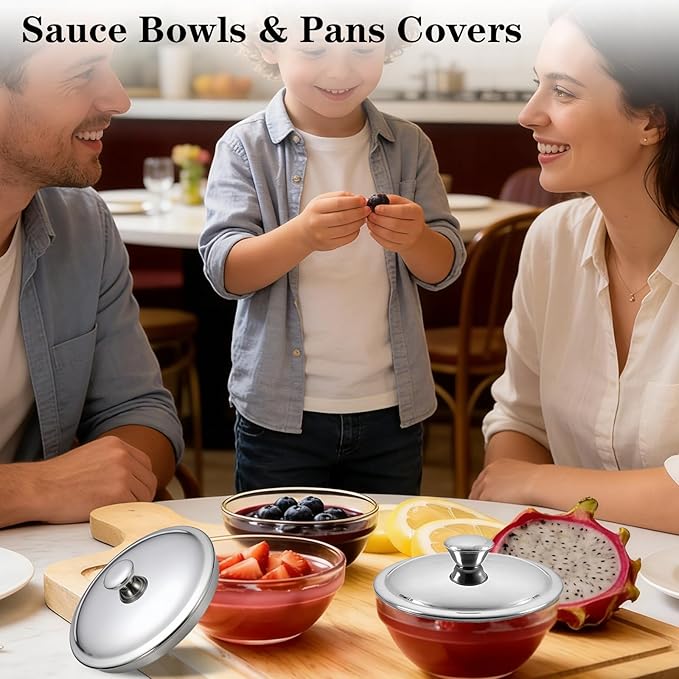 4.3Inch Stainless Steel Universal Lid, Cup Covers, Pot Cover for Small Pots, Sauce Pans, Skillets, Small Saucepans, 11CM