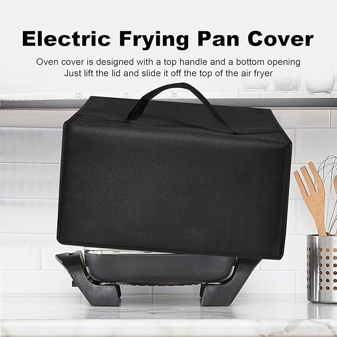 Electric Skillet Cover Electric Frying Pan Cover Heavy Duty Waterproof Heat-Resistant Nylon Covers Case for bella Make Take Oven Grill/for Crux Electric Skillet (Black)
