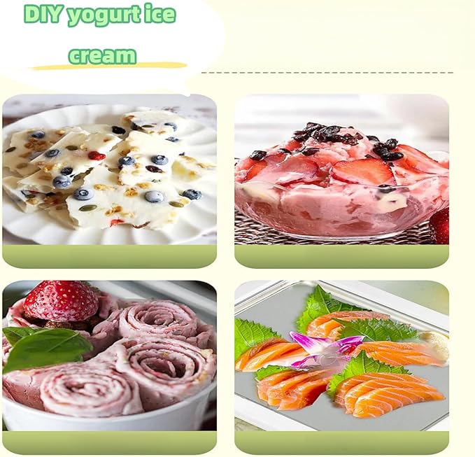 Instant Ice Cream Maker,Rolled Ice Cream Maker, Soft Serve Ice Cream maker,Perfect for Frozen Yogurt, and More! Food grade stainless steel ice cream roll machine for home us (Pink)