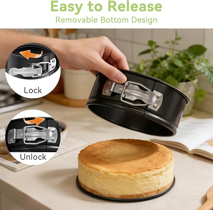USLAI Springform Pan, 4 Inch Nonstick Cheesecake Pan with Removable Bottom, Easy to Clean, Ideal for Baking Mini Cheesecakes, Pies, Pizzas and Quiches - Set of 4
