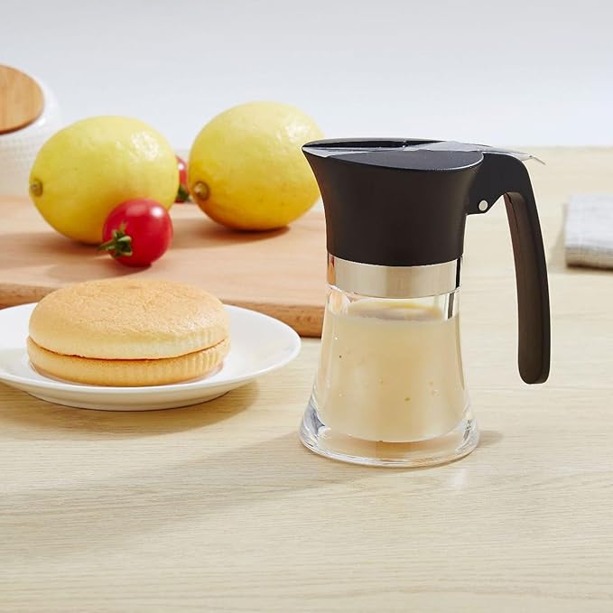 3.38Oz Honey Dispenser, No Drip Honey Jar Maple Syrup Dispenser Easy to Clean Olive Oil Dispenser with Handle Sugar Dispenser for Kitchen Cooking