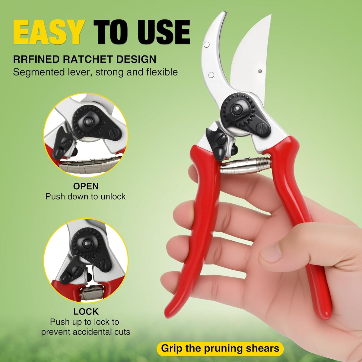 Yesker Pruning Shears Pruners for Gardening 8.5 in Professional Bypass Garden Scissors with Sharp SK5 Steel Blade Heavy Duty Hand Garden Shears Clippers for Branch Flower Plant Trimming Cutting Tools