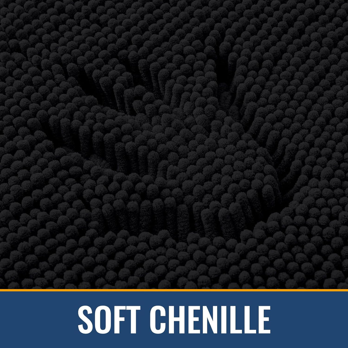 Arotive Bathroom Rugs 44x24, Extra Soft Absorbent Shaggy Chenille Bath Rugs, Machine Washable Rubber Backing Non-Slip Bath Mats for Bathroom Floor Tub and Shower, Home Decor Accessories, Black