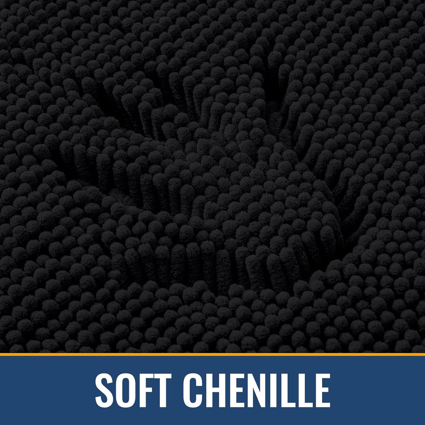 Arotive Bathroom Rugs 70x24, Extra Soft Absorbent Shaggy Chenille Bath Rugs, Machine Washable Rubber Backing Non-Slip Bath Mats for Bathroom Floor Tub and Shower, Home Decor Accessories, Black