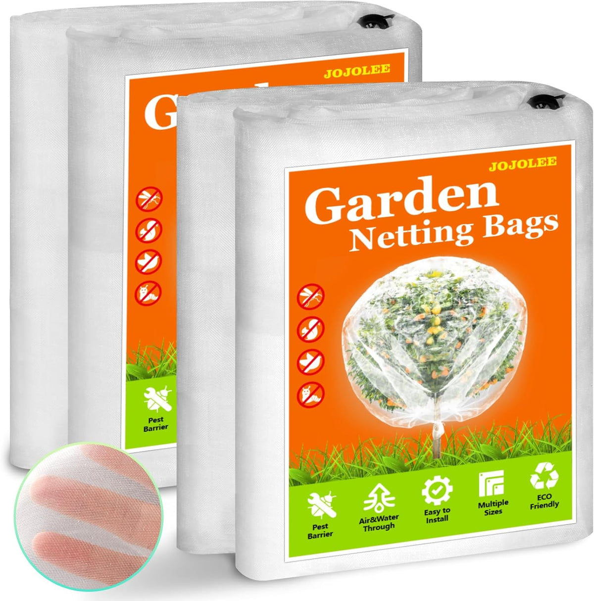 JOJOLEE Garden Blueberry Bush Netting Cover, 2Pcs 5.9 x 5.9FT Insect Bird Nettings with Zipper and Drawstring, Protective Plant Cover Mesh Net Bags for Fruit Trees, Tomatoes, Flowers