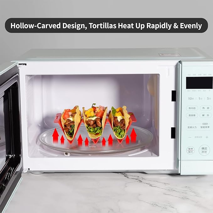 Taco Holders Set of 12, Taco Bar Serving Set for a Party, Large Taco Trays, Taco Holder Stand for Hard or Soft Taco, Taco Plate, Taco Tuesday Night, Taco Rack
