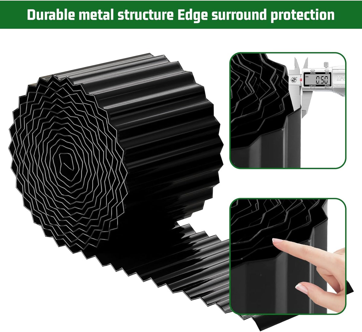 SnugNiture Corrugated Metal Garden Edging,6" x 40' Sturdy Lawn Edging Border,Landscape Edging Border for Lawn, Flower Bed,Garden and Yard