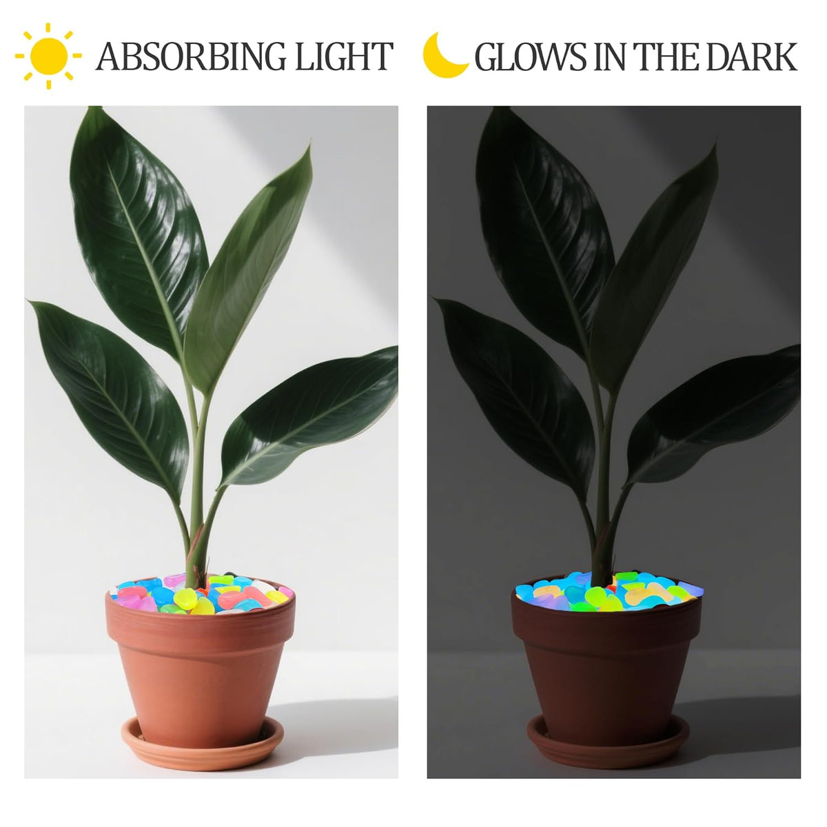 0.7LB 25-27mm Color Glowing Rocks for Driveway Glow in The Dark Rocks for Fish Tank Luminous Pebble Stones for Lawn Landscape Decor Garden Patio Aquarium Walkway