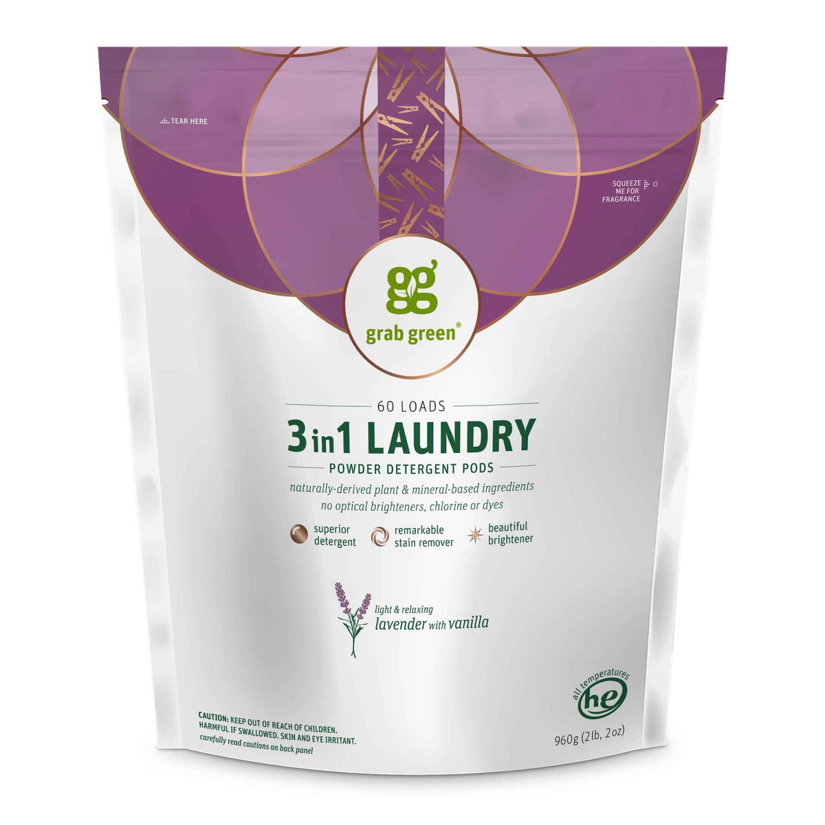 3-in-1 Laundry Detergent Pods, 60 Count, Lavender + Vanilla