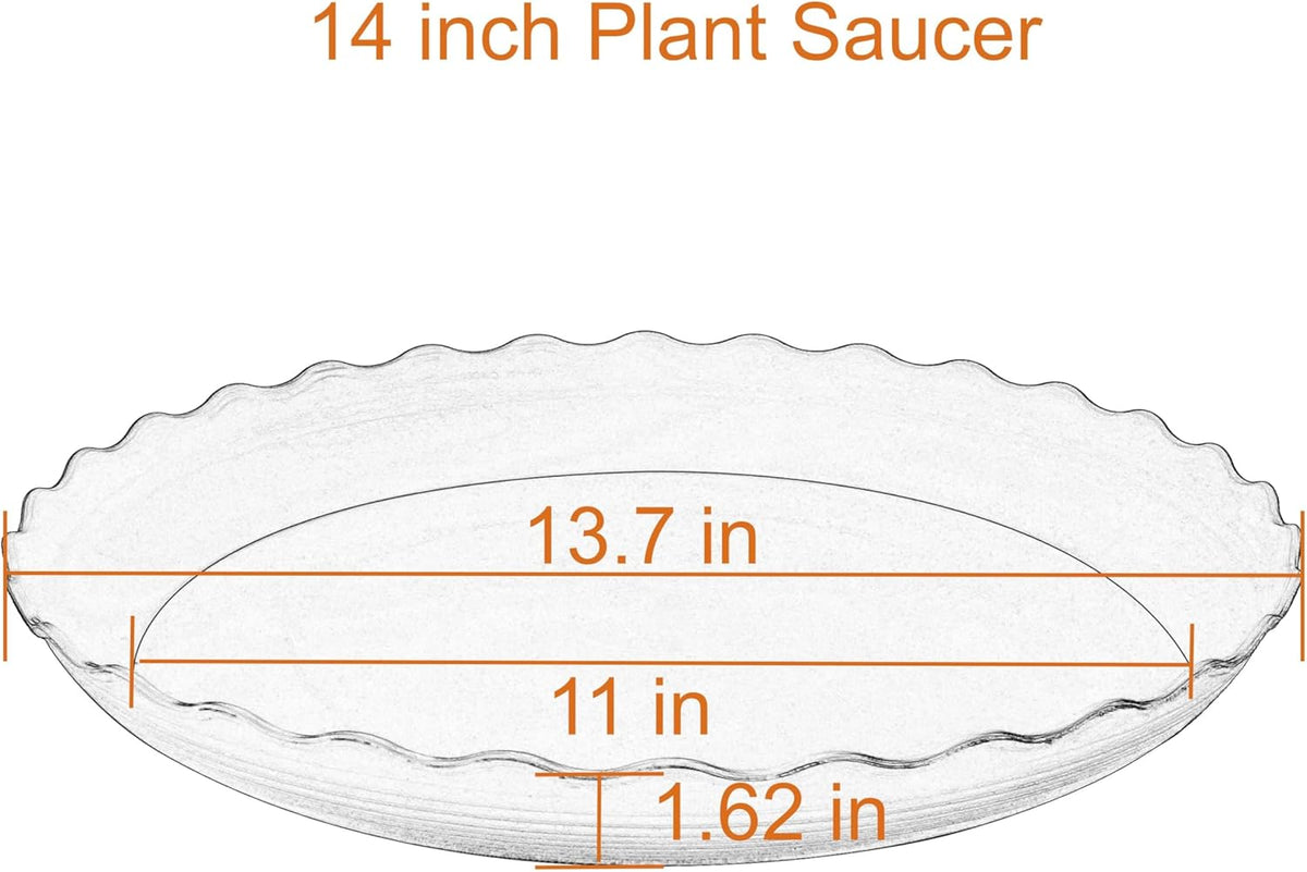 2 Pack of 14 inch Plant Saucer Plant Tray, Plastic Plant Saucer, Heavy Duty Plant Tray for Pots, Plant Saucers for Indoors Planter, Garden Water Plate Bowls for Gallon Grow Bags (White)