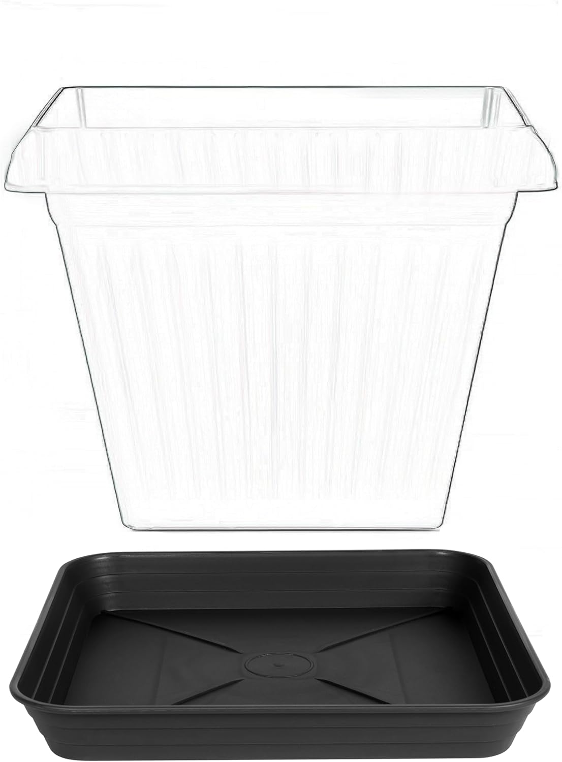 4 Pack Square Plant Saucer Tray 8 inch, 6 8 10 12 14 16 18 20 inch Heavy Duty Plastic Square Plant Saucers for Indoors Outdoor, Flower Planter Drip Trays for Pots, Seed Starting Tray
