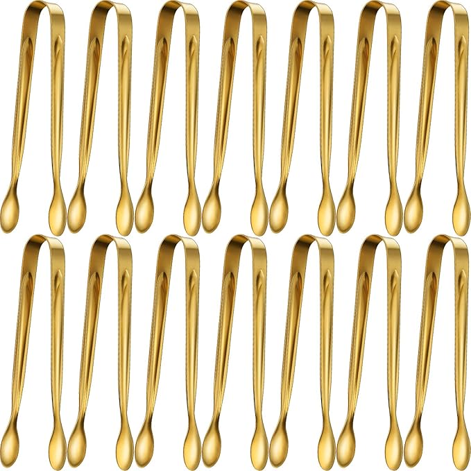 Gejoy 12 Pieces Mini Tongs Small Serving Tongs Stainless Steel Mini for Sugar Charcuterie Board Appetizers Dessert Serving Food Tiny Party Danish Candy supplie