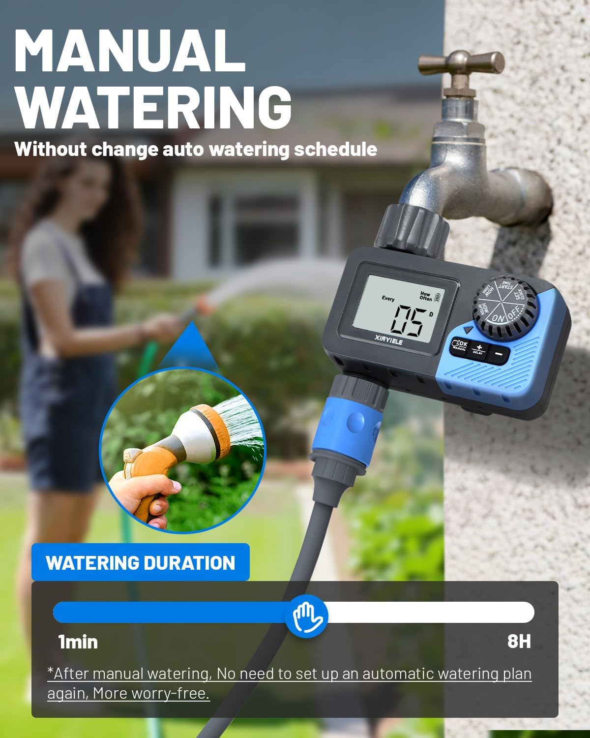 Smart Sprinkler Timer, Programmable Garden Smart Hose Watering System Equipment for Garden, Automatic Irrigation for Yard/Lawn, 1 Outlet