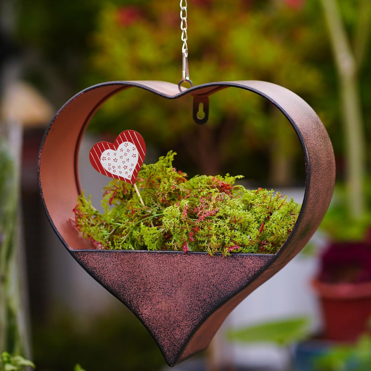 Metal Hanging Planters for Indoor & Outdoor Plants - Heart Shaped Planters for Wall or Window,Garden Patio or Indoor Decor for Women(Cooper)