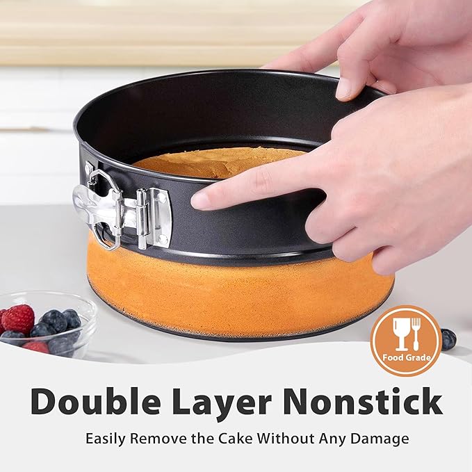Springform Pan Set of 3 Leakproof Spring Form Pan for Cheesecake, Nonstick 4 7 9 Inch Cheesecake Pan with Silicone Protector, Springform Cheese Cake Pans Sets for Baking with 50Pcs Parchment Paper