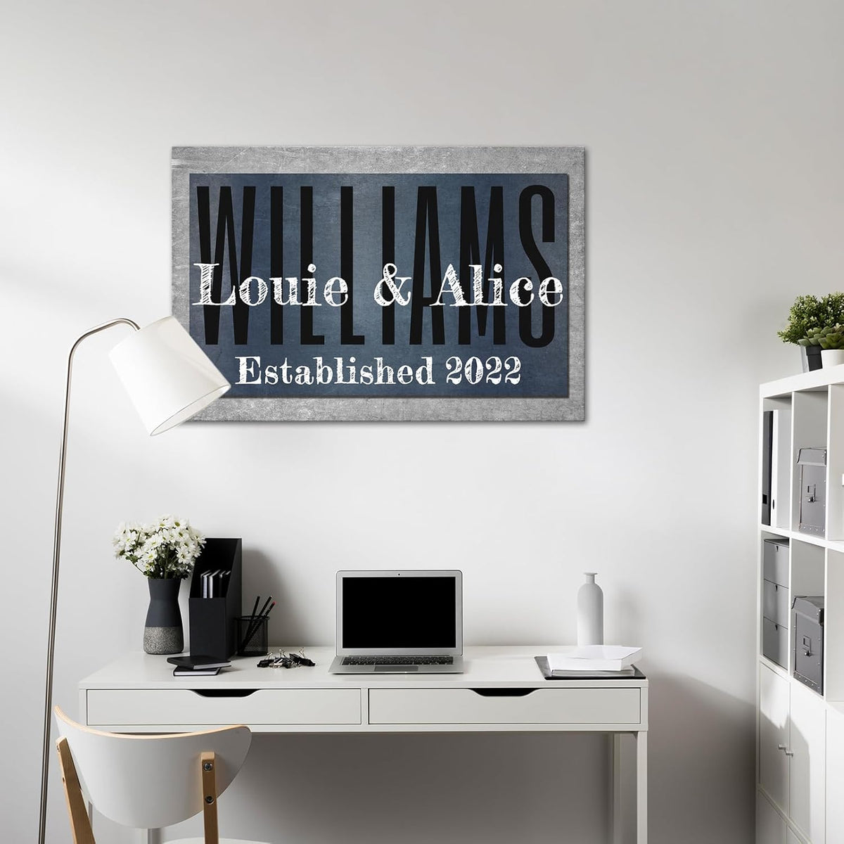 iLOOKLiKE Personalized Last Name Signs with Couple's Names Wall Art Custom Family Established Date Canvas Prints Framed Unique Wedding Anniversary Housewarming Gifts for Home Decor 8×12inch