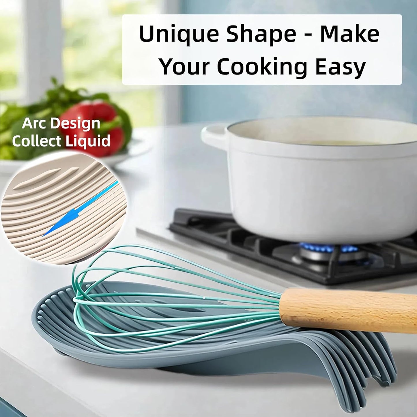 Silicone "Deck Chair" Large Heat-resistant Spoon Rest for Stove Top/Countertop, Reusable Kitchen Cooking Utensil Holder for Spatulas, Ladles, etc., Dishwasher Safe, 9.1 * 4.2 * 1.6in (Black)