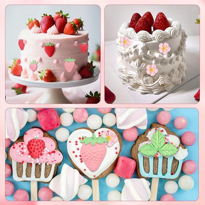 Pimoys 5 Pcs Strawberry Silicone Mold Strawberry Candle Molds Silicone Moulds for Wax Melt Cake Chocolate Mold Birthday Wedding Cake Decoration