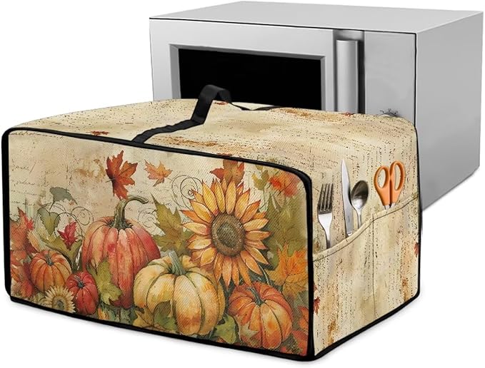 Toaster Oven Dust Cover Small Kitchen Appliance Cover for Countertop Convection Ovens,Small Appliances, L, 18.5 x 22.5 x 13 Inches, Retro Pumpkin Sunflower