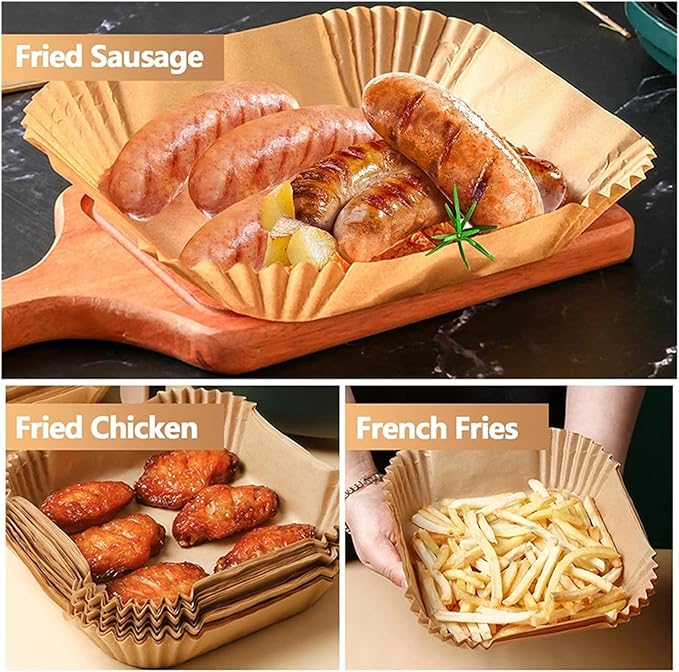 Large Air Fryer Disposable Paper Liners Nonstick 23cm Oven Airfryer Parchment Baking Paper ，Compatible For Ninja，Compatible For COSORI ，Grill Cooking Basket(16cm round,200 Pcs)