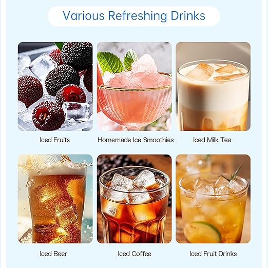 Mini Ice Maker, 10 Cubes Portable Countertop Ice Machine Makes in 15 Mins Quiet 120W Automatic for Home Office Bar Camping Party (US Plug)