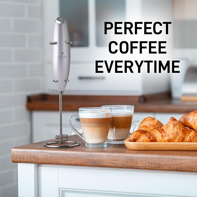 Zulay Kitchen Double Whisk Milk Frother – Handheld Foam Maker for Coffee, Lattes, Matcha, Hot Chocolate & Cappuccinos – Whip Creamy Froth in Seconds, Portable & Easy to Use