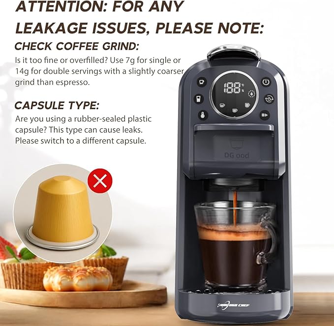 Multi-Capsule Espresso 4in1 Coffee Maker,Single Serve Coffee Machine for Nespresso,Dolce Gusto,ESE Pods & Ground Coffee or Hot Water,Smart & Compact Design in Any Space,20Bar,CM-C05A