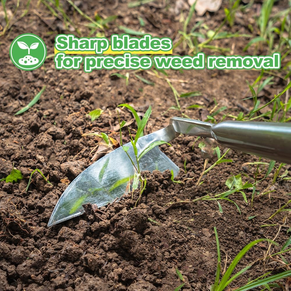 Berry&Bird Japanese Weeding Sickle, Versatile Long Handle Weeding Tool Garden Hoe for Effective Weeding, Cultivating, Soil Loosening & Digging