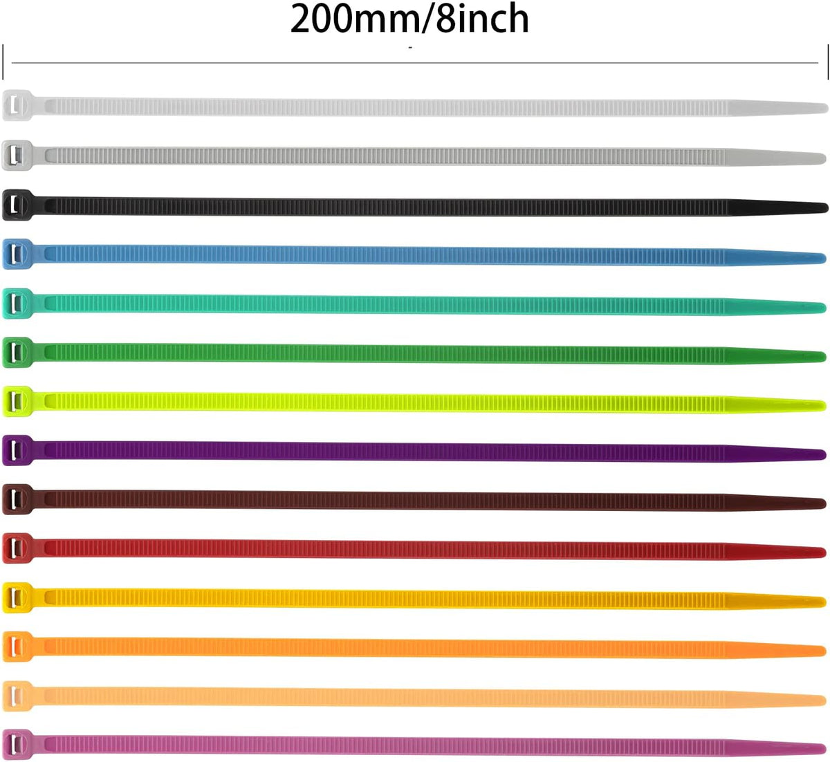 XINGO 100PCS Cable Zip Ties Heavy Duty, Premium Nylon Plastic Wire Ties with 50 Pounds Tensile Strength, Self-Locking Black Nylon Zip Ties for Indoor and Outdoor (8 inch, Black)