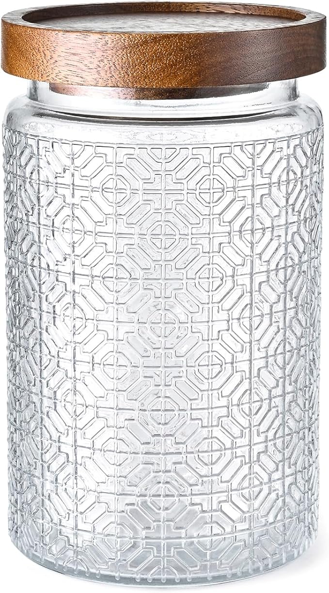Adodeen 32oz Vintage Glass Jar With Lid, Glass Storage Containers, Airtight Kitchen Storage Containers For Sugar, Coffee, Tea, Spice, Flour, Candy Cookie, Pasta, Cereal, Cute Decorative Jars