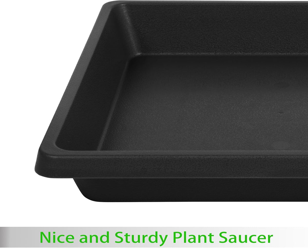 4 Pack Square Plant Saucer 18 Inch, Extra-Deep Large Saucers for Potted Plants, Plastic Plant Trays for Indoors No Holes, Plant Water Catcher Tray, Flower Pot Drip Trays Plant Plate
